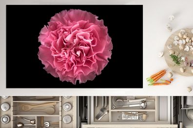 Herdabdeckplatte - 90x52 cm - Nelke - Blume - Rosa