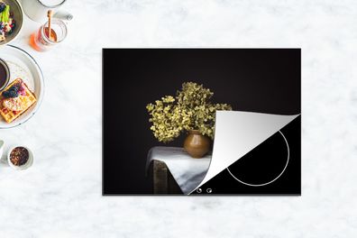 Herdabdeckplatte - 70x52 cm - Getrocknete Blumen - Vase - Stilleben