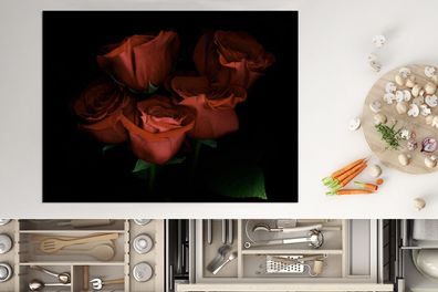 Herdabdeckplatte - 70x52 cm - Rosen - Blumen - Blumenstrauß
