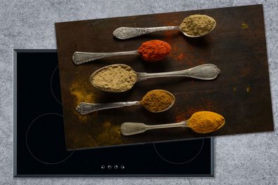 Herdabdeckplatte - 85x52 cm - Indische Gewürze auf einem Löffel