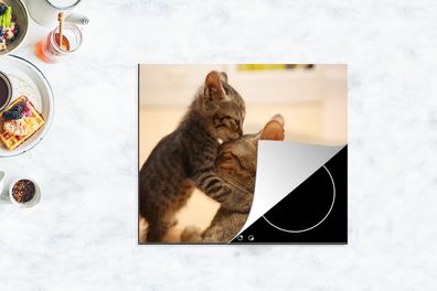 Herdabdeckplatte - 75x52 cm - Katze - Kätzchen - Schwarz