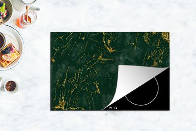 Herdabdeckplatte - 80x52 cm - Marmor - Smaragd - Gold