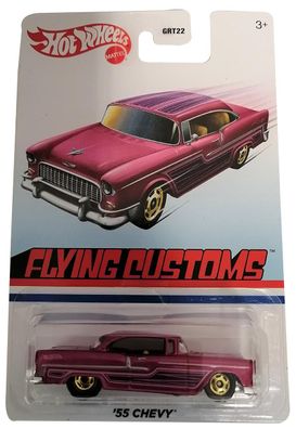 Mattel GRT31 Hot Wheels '55 Chevy Flying Customs pink Metallic Modellauto Maßsta