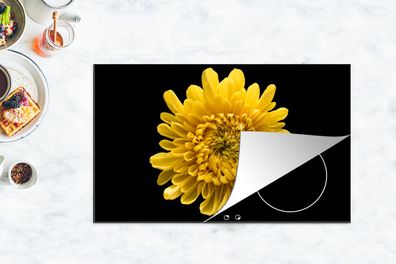 Herdabdeckplatte - 90x52 cm - Chrysantheme - Blume - Gelb