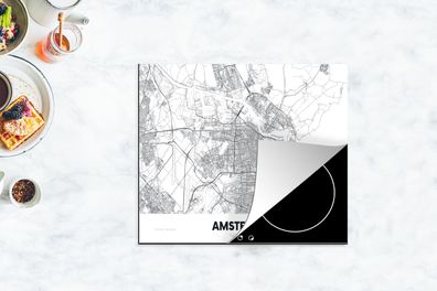 Herdabdeckplatte - 75x52 cm - Karte - Amsterdam - Einfach