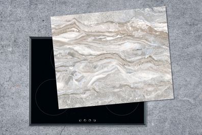 Herdabdeckplatte - 65x52 cm - Marmor - Textur - Grau