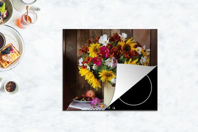Herdabdeckplatte - 60x52 cm - Blumen - Farben - Stillleben