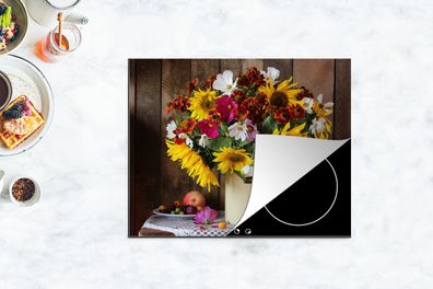 Herdabdeckplatte - 65x52 cm - Blumen - Farben - Stillleben