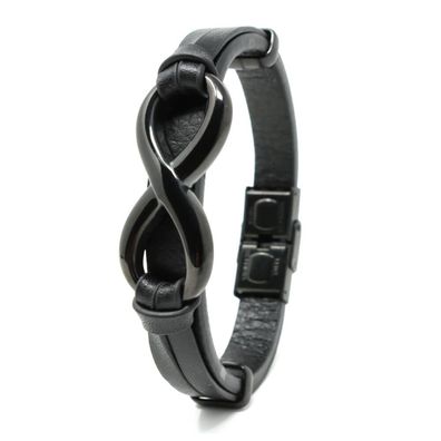 Leder Armband Infinity BLACK
