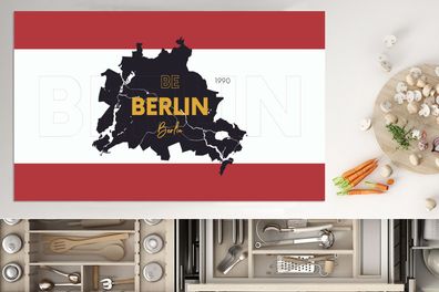 Herdabdeckplatte - 85x52 cm - Karte - Berlin - Deutschland - Minimalismus