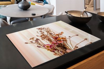 Herdabdeckplatte - 80x52 cm - Getrocknete Blumen - Stillleben - Farben