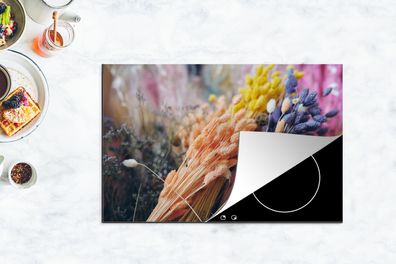Herdabdeckplatte - 80x52 cm - Getrocknete Blumen - Farben - Stillleben