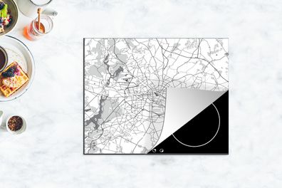Herdabdeckplatte - 65x52 cm - Karte - Berlin - Schwarz - Weiß