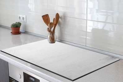 Herdabdeckplatte - 85x52 cm - Betonstruktur in Weiß - Schwarz und Weiß