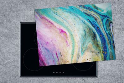 Herdabdeckplatte - 70x52 cm - Marmor - Farbe - Regenbogen