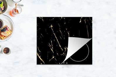 Herdabdeckplatte - 60x52 cm - Marmor - Schwarz - Gold - Luxus