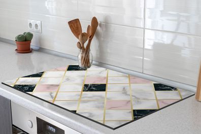 Herdabdeckplatte - 78x52 cm - Marmor - Geometrische Formen - Muster - Luxus