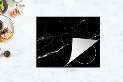 Herdabdeckplatte - 65x52 cm - Marmor - Schwarz - Linie
