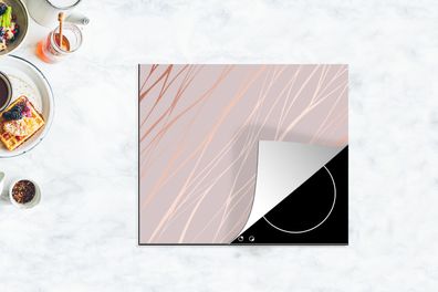 Herdabdeckplatte - 75x52 cm - Marmor - Rosa - Roségold - Muster