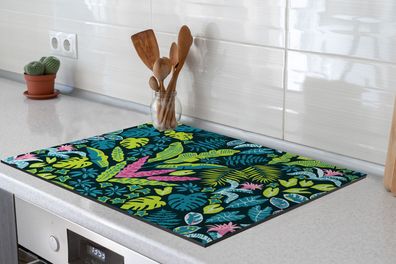 Herdabdeckplatte - 70x52 cm - Pflanzen - Farben - Muster