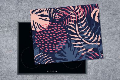 Herdabdeckplatte - 65x52 cm - Blätter - Tropisch - Muster