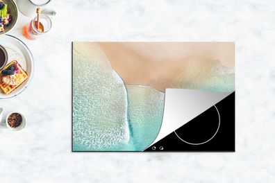 Herdabdeckplatte - 78x52 cm - Strand - Meer - Blau