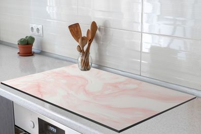 Herdabdeckplatte - 85x52 cm - Marmor - Weiß - Rosa - Pastell
