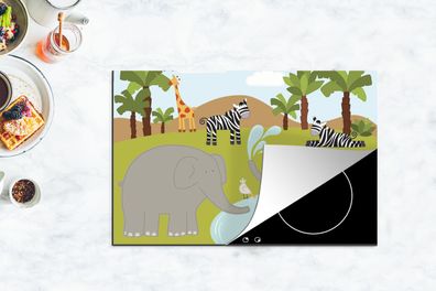 Herdabdeckplatte - 80x52 cm - Minimalismus - Tiere - Dschungel