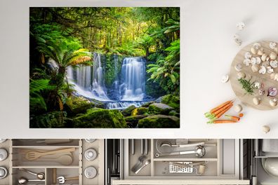 Herdabdeckplatte - 65x52 cm - Dschungel - Wasserfall - Australien