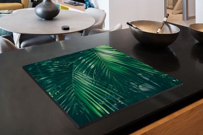 Herdabdeckplatte - 75x52 cm - Palmwedel - Makro - Grün
