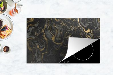 Herdabdeckplatte - 85x52 cm - Marmor - Textur - Grau - Gold