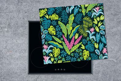 Herdabdeckplatte - 75x52 cm - Pflanzen - Farben - Muster