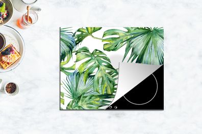 Herdabdeckplatte - 65x52 cm - Monstera - Muster - Aquarell
