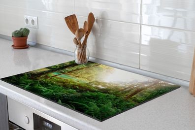 Herdabdeckplatte - 70x52 cm - Dschungel - Wasser - Pflanzen