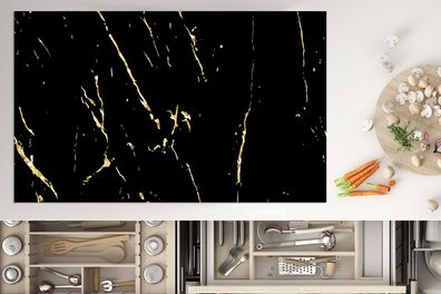 Herdabdeckplatte - 90x52 cm - Marmor - Schwarz - Gold - Luxus