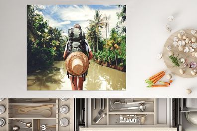 Herdabdeckplatte - 75x52 cm - Dschungel - Reisen - Wasser