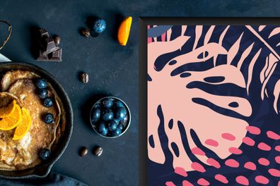 Herdabdeckplatte - 70x52 cm - Blätter - Tropisch - Muster