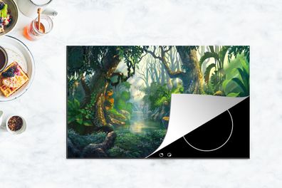 Herdabdeckplatte - 85x52 cm - Wald - Malerei - Farben