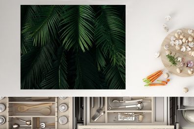 Herdabdeckplatte - 65x52 cm - Blätter - Tropisch - Muster