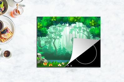 Herdabdeckplatte - 65x52 cm - Wald - Blumen - Illustration