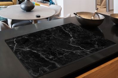 Herdabdeckplatte - 85x52 cm - Marmor - Schwarz - Linie