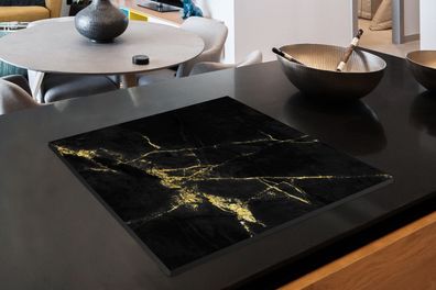 Herdabdeckplatte - 60x52 cm - Marmor - Schwarz - Gold - Luxus