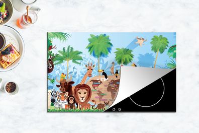 Herdabdeckplatte - 90x52 cm - Tiere - Wald - Tropisch