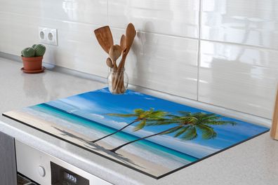 Herdabdeckplatte - 78x52 cm - Strand - Meer - Segelboot