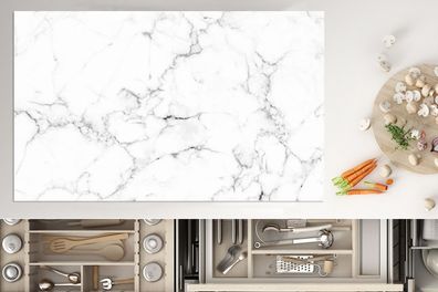 Herdabdeckplatte - 85x52 cm - Marmor - Weiß - Grau - Luxus