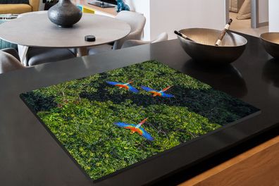 Herdabdeckplatte - 70x52 cm - Dschungel - Baum - Papagei