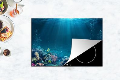 Herdabdeckplatte - 78x52 cm - Ozean - Fische - Korallen