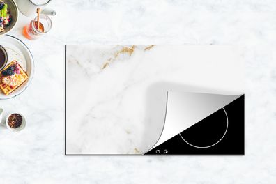 Herdabdeckplatte - 85x52 cm - Marmor - Gold - Weiß - Luxus