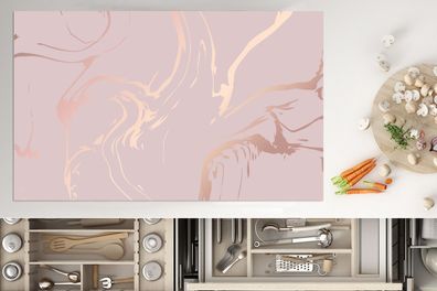 Herdabdeckplatte - 85x52 cm - Marmor - Roségold - Linie