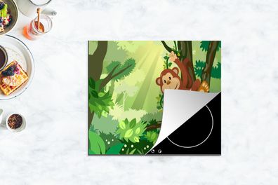 Herdabdeckplatte - 75x52 cm - Illustration - Affe - Dschungel